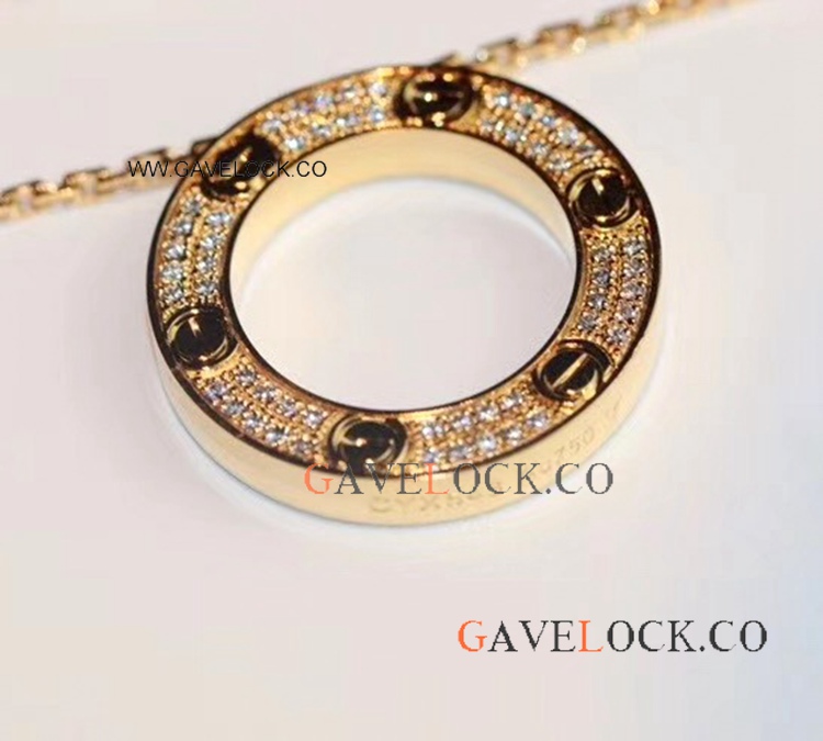 Copy Cartier Love Necklace Yellow Gold Diamonds